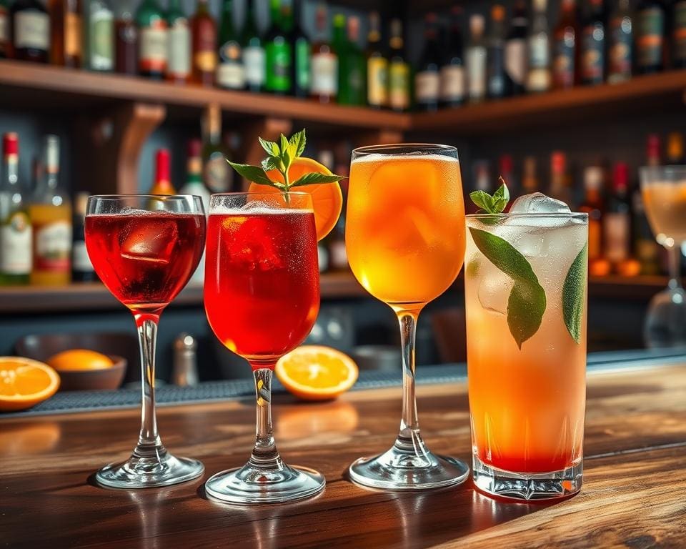 Italiaanse cocktails zoals Negroni, Spritz en Hugo