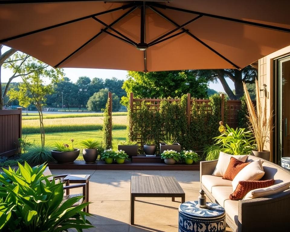 tuininrichting met slimme indelingen en schaduw