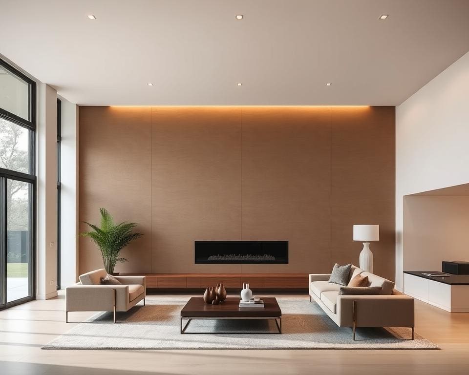 Inspiratie voor moderne wandbekleding in de woonkamer