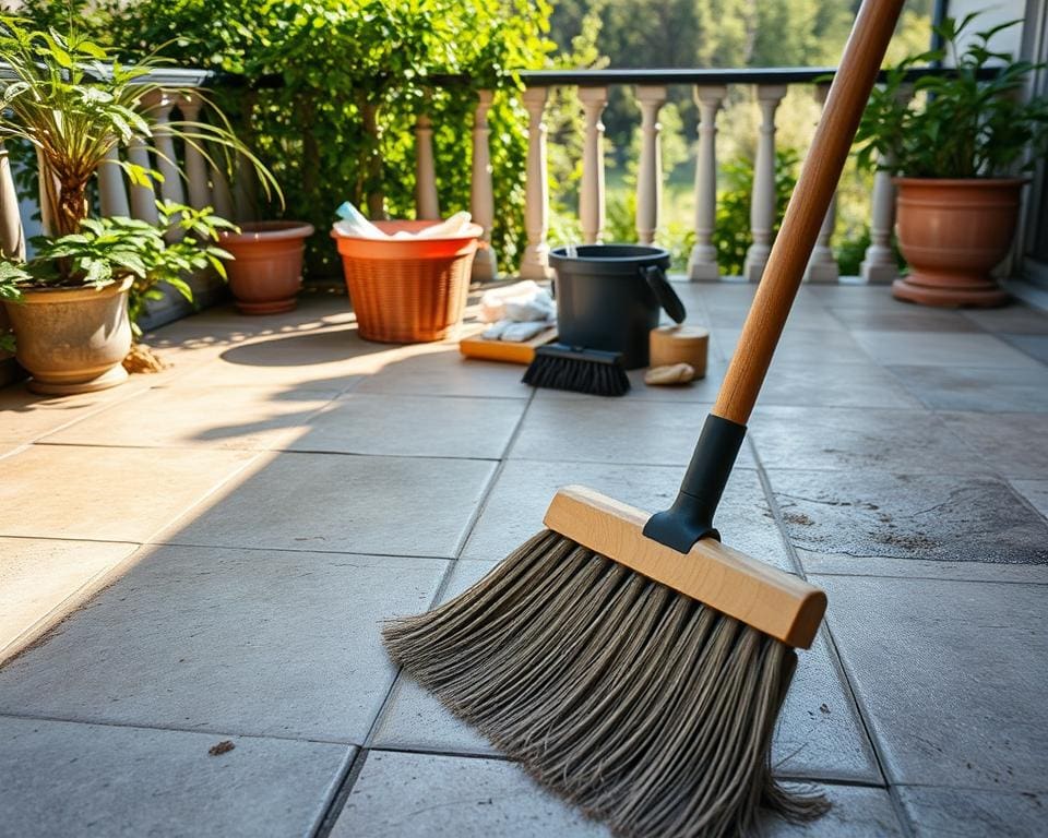 Hoe maak je een terras schoon na de winter?