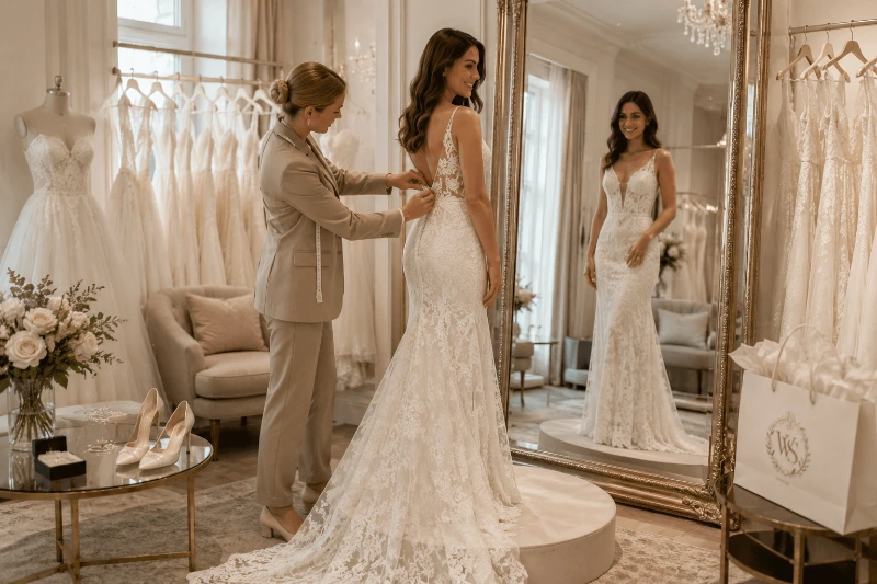 trouwjurk passen bij WeddingStyles